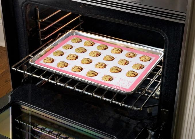 Aprince 2 Pack of Silicone Baking Mats Silicone Pastry Mat,Non-stick Baking Mat Pink 16.5x11.8x0.09 inch Silicone Mat Silicon Baking Mat Set Baking Mats Silicon Mats for Baking mats non stick silicone