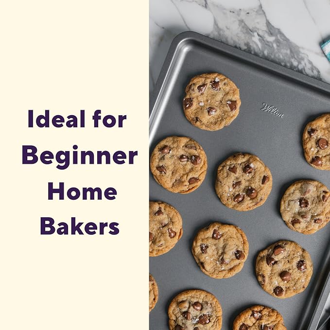 Wilton Silver Non-Stick Baking Sheet, Made Without PFAS, 15.25 x 10.25 in. | Non-Stick Steel Bakeware, Dishwasher Safe with 5-Year Limited Warranty, Perfect for Cookies, Roasting & Sheet Pan Meals
