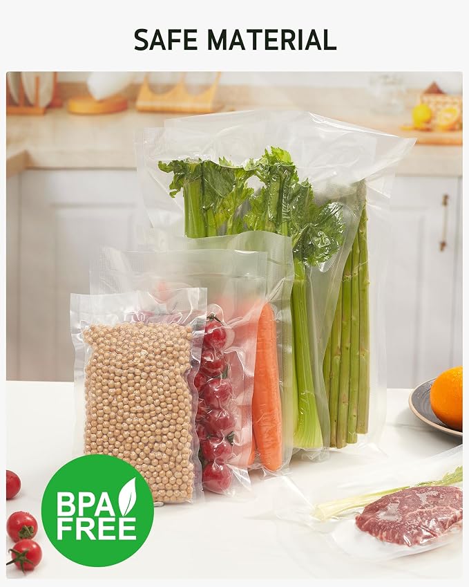 Syntus 300 Pcs Vacuum Sealer Bags for Food, 8x12+11x16+6x10, BPA Free | Precut Bags, 100 Quart + 100 Gallon + 100 Pint, Sous Vide Microwave Freezer, Food Vacuum Storage, For All Vacuum Sealers