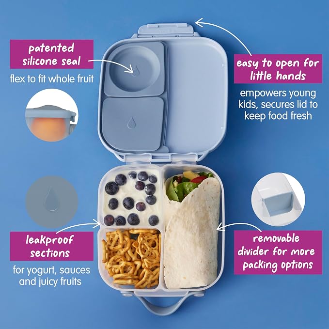 b.box Mini Lunch Box, Snack Containers for Kids, Lunch Box Kids, 4.25 Cup | Bento Box for Kids, Sanck Box, Lunch Containers, Leak Proof, Dishwasher Safe, BPA Free, PFAS Free, Ages 3+ — Chill Out