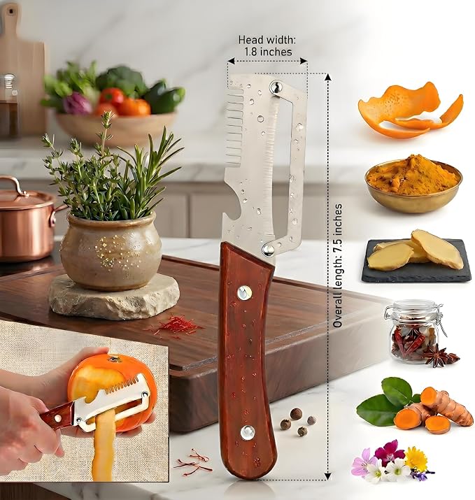 2 Pack Multifunctional Vegetable Peeler, 3-in-1 Peelers For Kitchen with Bottle Opener, Sharp Stainless Steel Swivel Blade, Wooden Handle, For Vegetables or Fruits that Need to Be Peeled
