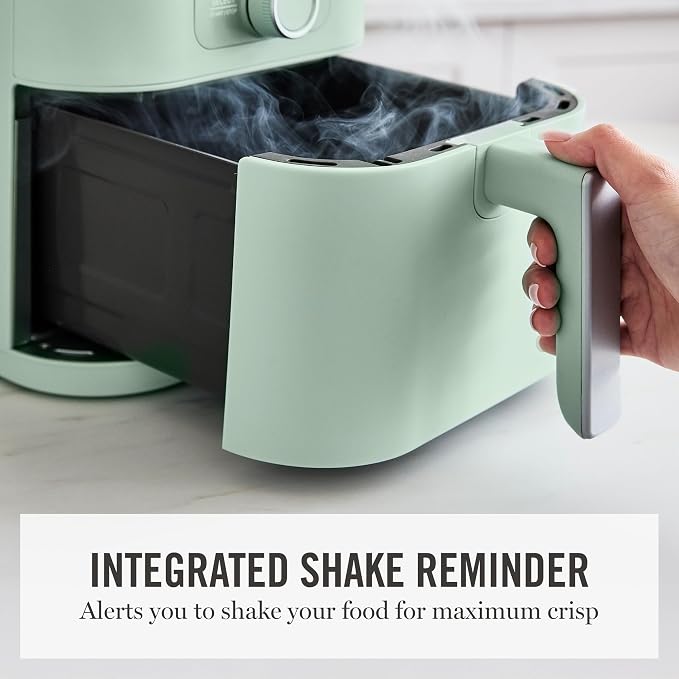 Martha Stewart 6-Quart Air Fryer, 6 Presets, Space Saving, Honeydew Sage | 3lb Capacity, PFAS-Free Ceramic Nonstick Basket & Tray, Bake, Roast, Broil, Dehydrate, Reheat, Shake Reminder, Heat up to 400