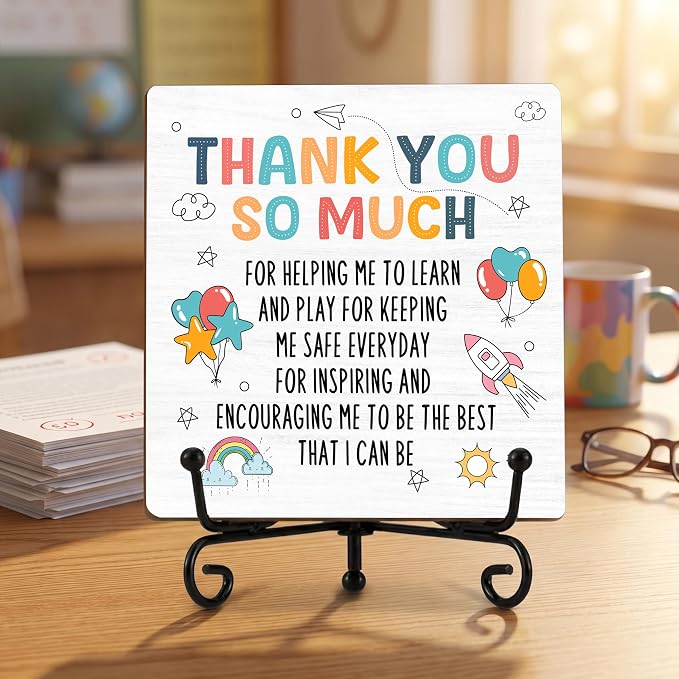 Teacher Appreciation Gifts for Women Men | 5" Wooden Plaque Sign for Mentor Teacher Gifts | Minimalism Gift from Student Desk for Home Office Decor - A04