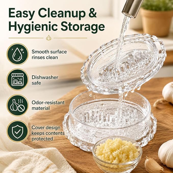 2PCS Clear Manual Garlic Twister and Ginger Mincer Tool, Manual Garlic Twister and Mincer, Garlic Crusher, Garlic Grinder, Compact Garlic Mincer Tool, Ginger, Herbs (Bule-3PCS)