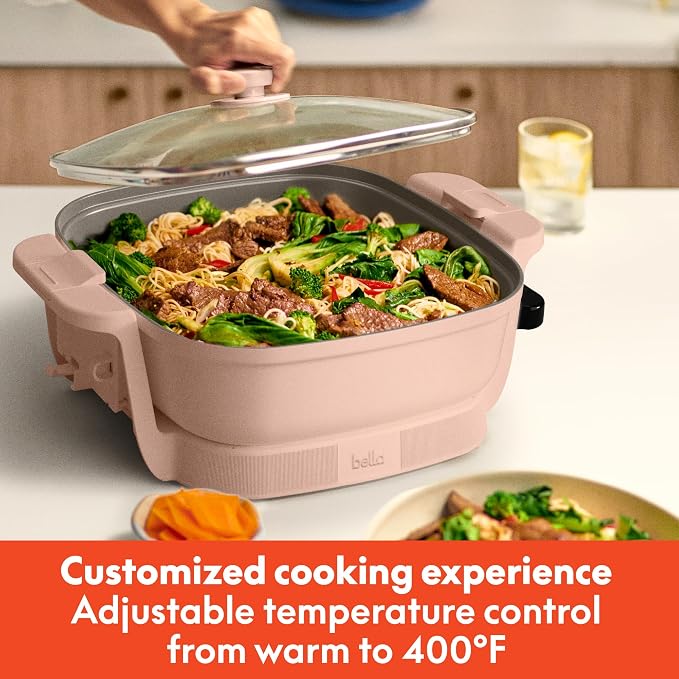 bella Fits-Anywhere™ SAUTE Make & Take Skillet, Non-Toxic Ceramic, Blossom