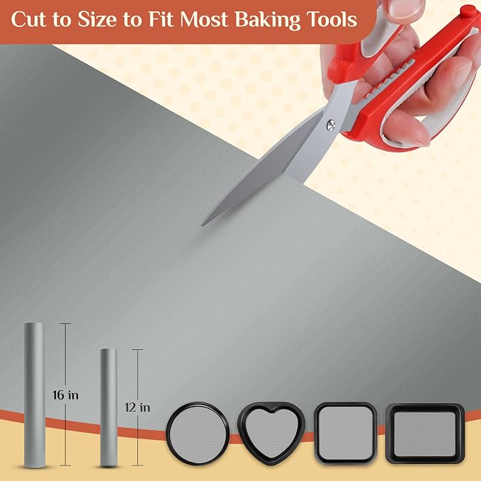 GTJ Silicone Baking Mat Roll, Reusable Baking Sheet Liners, 16 in x 6 ft | Free Cut to Size, Food-Grade, Non-Stick, Non-Slip, For Dough, Pastry, Air Fryer, Freeze Dryer, Oven Pan, Kitchen Counter