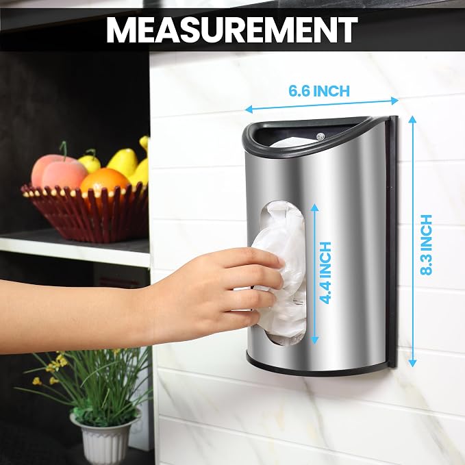 Utopia Kitchen Stainless Steel Grocery Bag Holder, Small, Silver | Space-Saving Plastic Bag Holder for Kitchen, Pantry or Cabinet, Reusable Plastic Bag Organizer