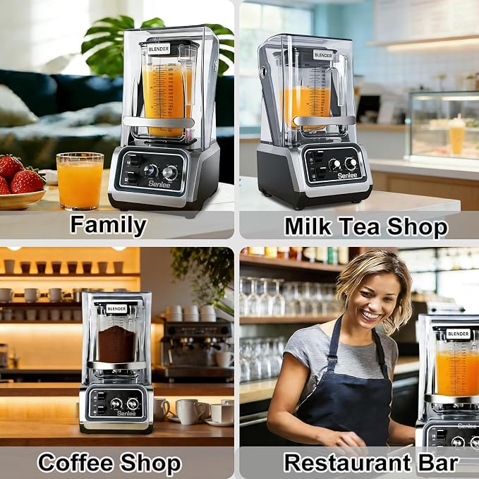 2200W Commercial Blender Quiet Shield Self-Cleaning Ice Crush 80oz Pitcher | 6-Leaf Stainless Steel Blade | Smoothie & Shake Maker for Restaurants, Commercial Kitchens | Heavy-Duty