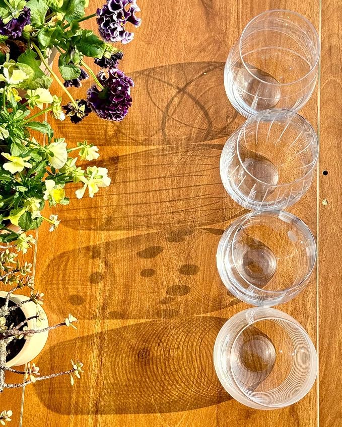 Etched Stemless Wine Glasses for Red or White Wine (Set of 4), 18-Ounces, Large Wine Glasses for Cabernet, Pinot Noir, Burgundy, Bordeaux, Clear, Etched