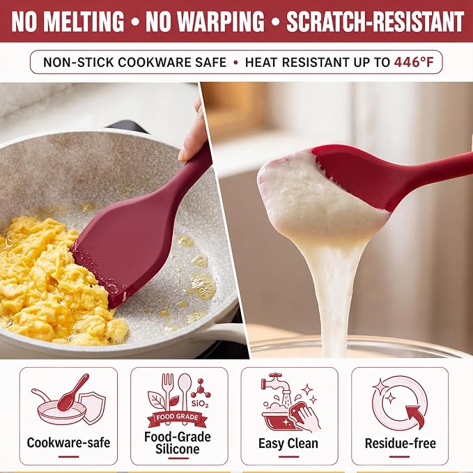 Kitchen Utensils Set,9 PCS Silicone Cooking Utensils Set Spatula Set,Cooking Utensils Tool,Tongs,Spoon,Whisk,Brush,Dishwasher Safe Kitchen Gadgets for Non-Stick Cookware,Home Essential(Red)