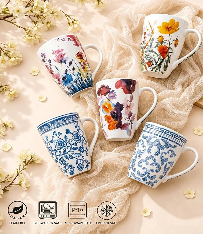 AmorArc Tea Cup With Infuser and Lid, 18oz Loose Leaf Tea Mug With Steeper | Porcelain Tea Mug With Infuser and Lid, Strainer Tea Cup for Tea Lovers, Home & Office, Housewarming Birthday Gift