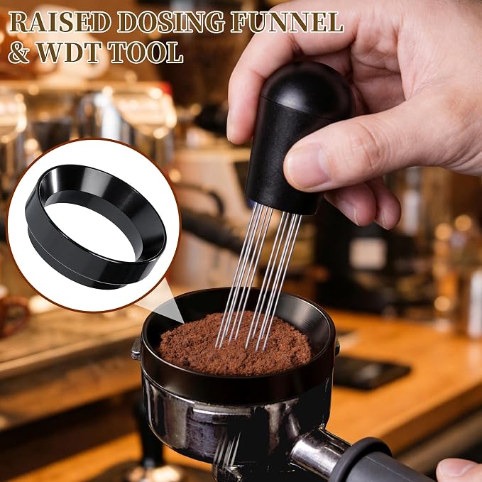 9 PCS 58mm Espresso Accessories Kit with Tamper Station | Coffee Tamper Set with WDT Tool, Distributor, Puck Screen, Dosing Funnel, Espresso Tool Kit for 58mm Portafilter
