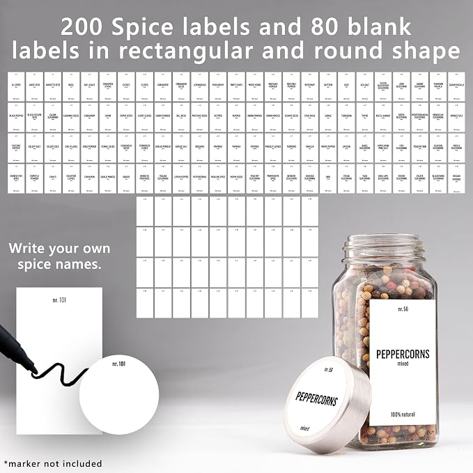 Deco haus Empty Glass Spice Jars with White Label 24x4oz [LABELS incl] Spice Containers with Labels, Shaker Lids & Funnel - Empty Herb Seasoning Containers, Small Seasoning Bottles for Herb | Spice Shaker Glass with Shaker Insert, Pen - Spice Container...