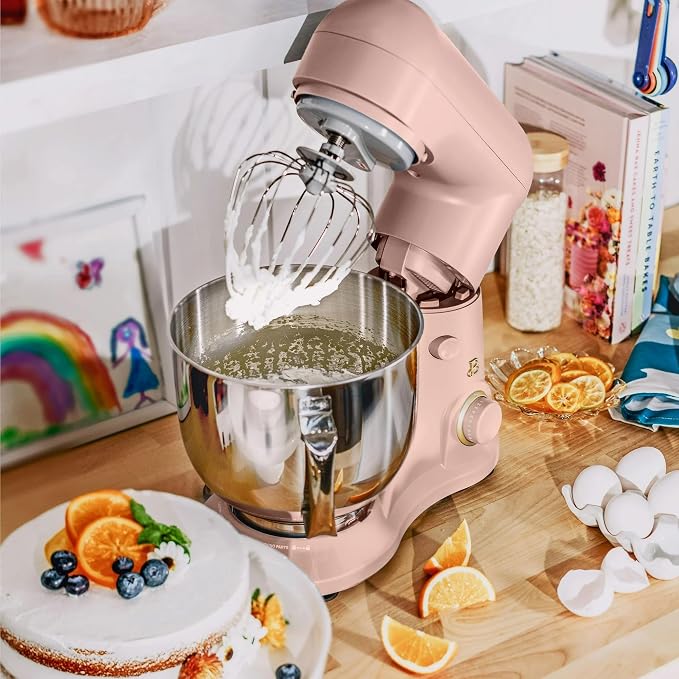 5.3 Qt Stand Mixer, 300W Electric Kitchen Mixer with 12 Speeds, Tilt Head Design, Stainless Steel Bowl, Dough Hook Whisk Beater Splash Guard (Rose)