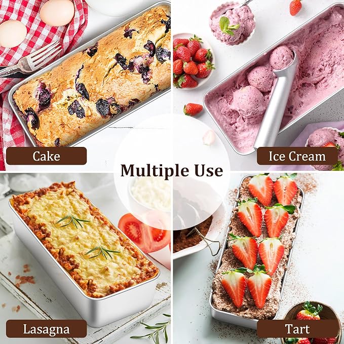 TeamFar Loaf Pan, 12 x 5 Inch Stainless Steel Loaf Pans for Baking Bread | Large Bread Loaf Baking Pan for Homemade Bread, Meatloaf, Cake, Brownies, Non-Toxic, Heavy-duty, Oven & Dishwasher Safe