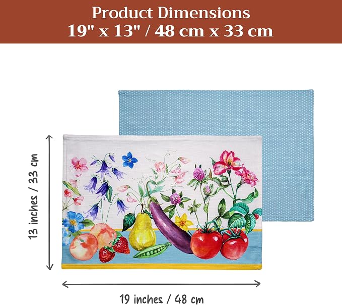 Maison d' Hermine Placemats Set of 4 Reusable 100% Cotton (13"x19") | Cloth Place Mats Washable Table Mats for Kitchen Dining Party Wedding Hotel Home Restaurant Spring Summer - Giverny