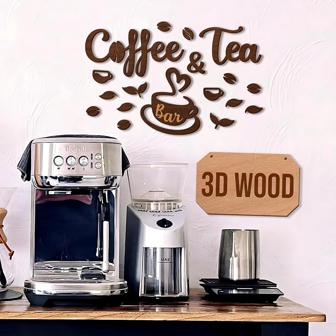 Coffee and Tea Bar Sign, Rustic Wood Cafe Station Kitchen Decor | wood letter sign, coffee and tea station decor, farmhouse kitchen bar accent, gift for coffee lovers