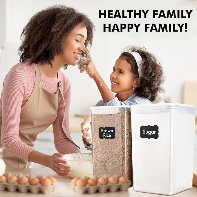 2 PC [7 Qt / 6.5L / 220 Oz] Large Food Storage Containers with Lids Airtight - BPA Free Clear Plastic Kitchen and Pantry Storage Containers for Cereal, Flour, Sugar, Rice