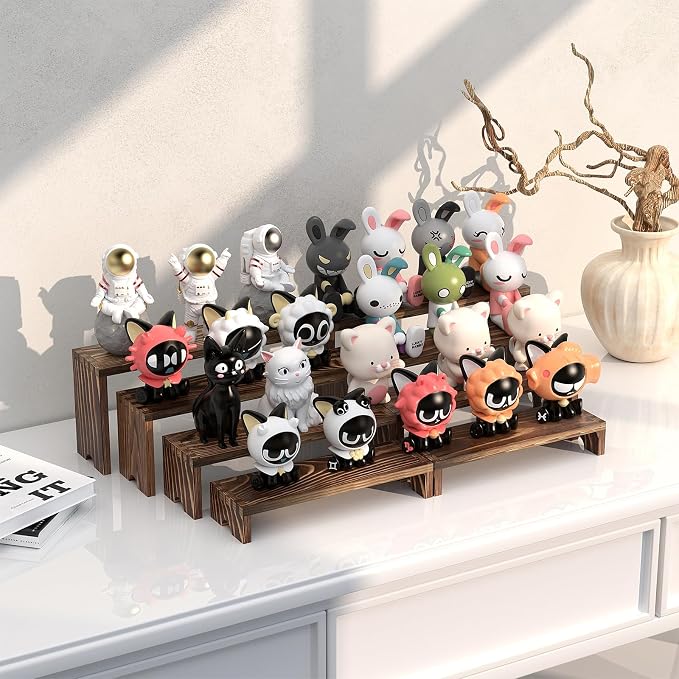 2 Set Wooden Tiered Risers Display Stands for Vendor Events,Stackable Wood Cupcake Display Stand,Farmhouse Decor Wood Dessert Table Display Set,Vendor Booth Display Items,Food Display Risers for Party