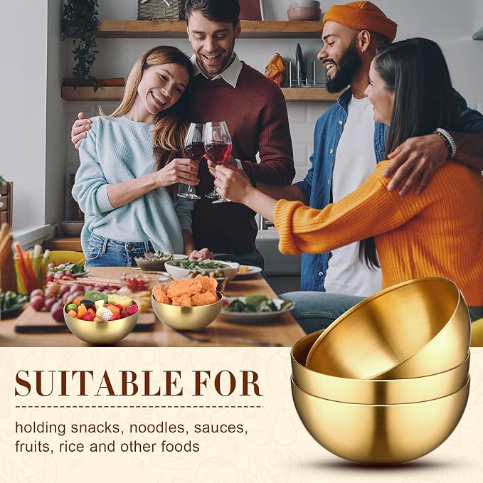 Nuogo 10 Pcs 7.9 Inch Gold Bowls Stainless Steel Esthetician Facial Bowls | Multi-use for Spa Facials Baking Serving, Christmas Wedding Decor, Professional Mixing Prep, Salad Fruit Candy Display Bowls