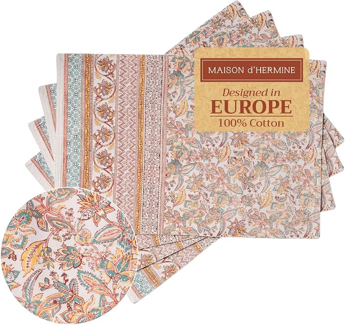 Maison d' Hermine Placemats Set of 4 Reusable 100% Cotton (13"x19") | Cloth Place Mats Washable Table Mats for Kitchen Dining Party Wedding Hotel Home Thanksgiving Christmas - Nila