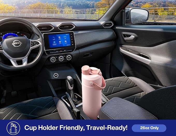 POWCAN 26 oz Insulated Water Bottle with 2-in-1 Straw and Spout Lid, Keep Cold 24H, Leak-Proof, Fits in Car Cup Holder, Stainless Steel Water Bottle for Gift, Art Studio & Daily (Sunward Glow)