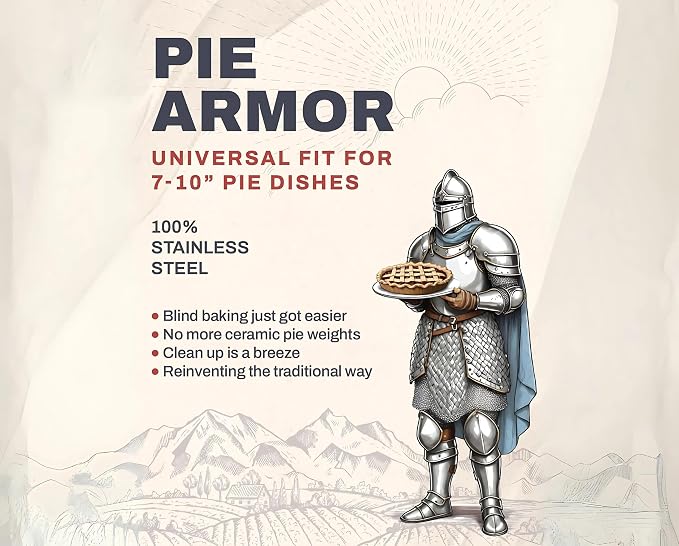 Pie Armor, Universal Fit Pie Weight for 7-10 inch Pies, Durable Alternative to Traditional Ceramic Pie Weights, 100% Stainless Steel 304 | Alternative to Ceramic Weights, Durable, Fits 7-10 Inch Pies