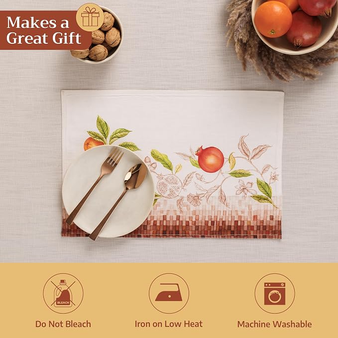 Maison d' Hermine Placemats Set of 4 Reusable 100% Cotton (13"x19") | Cloth Place Mats Washable Table Mats for Kitchen Dining Party Wedding Hotel Home Thanksgiving Christmas - Vintage Harvest