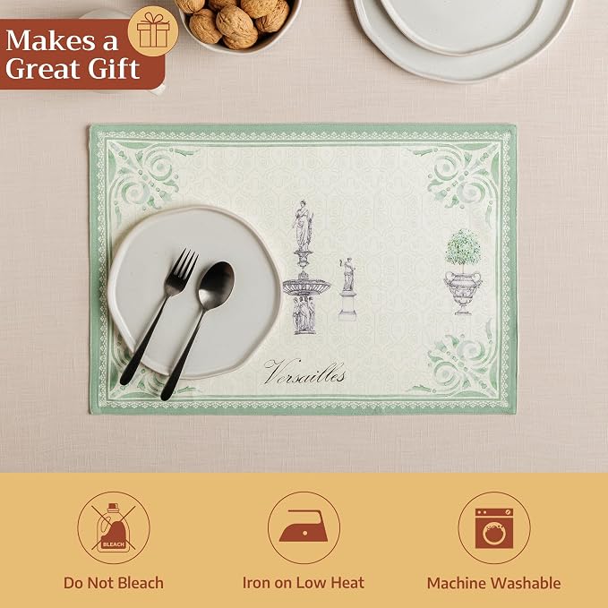Maison d' Hermine Placemats Set of 2 Reusable 100% Cotton (13"x19") | Cloth Place Mats Washable Table Mats for Kitchen Dining Party Wedding Hotel Home Restaurant Spring Summer - Jardin Du Roy
