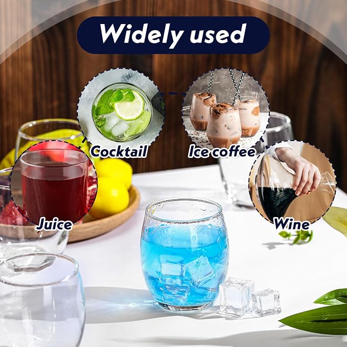 Ziliny 24 Pcs 6 oz Stemless Clear Wine Glasses Glass Cups Recyclable Drinking Glasses for Red or White Wine Cocktail Supplies Party