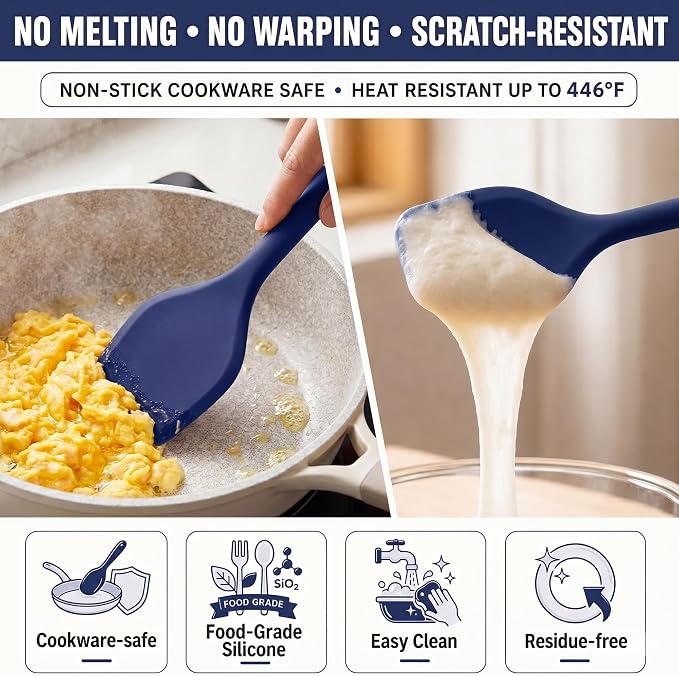 Kitchen Utensils Set,9 PCS Silicone Cooking Utensils Set Spatula Set,Tongs,Spoon,Whisk,Brush,Dishwasher Safe Kitchen Gadgets for Non-Stick Cookware,Home Essential，Kitchen Appliances(Navy Blue)
