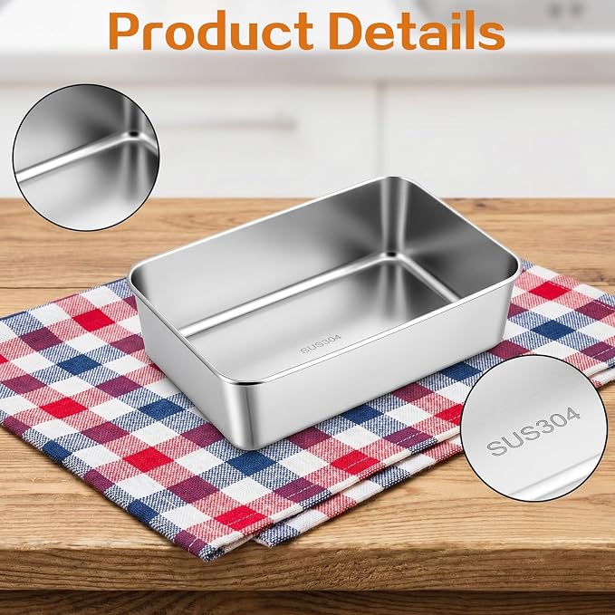 6 Pack Loaf Pan Set, 9x5 Inch Bread Loaf Pans | for Baking Bread Stainless Steel Meatloaf Toast Baking Pans for Homemade Brownies Pound Cake, Oven & Dishwasher Safe