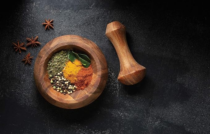 Ironwood Gourmet Olmec Mortar and Pestle, Acacia Wood | Easily Grind Spices & Herbs | Add Flavor To Your Meals | Beautiful Acacia Wood Pestle & Mortar | Cooking Mortar & Pestle Set