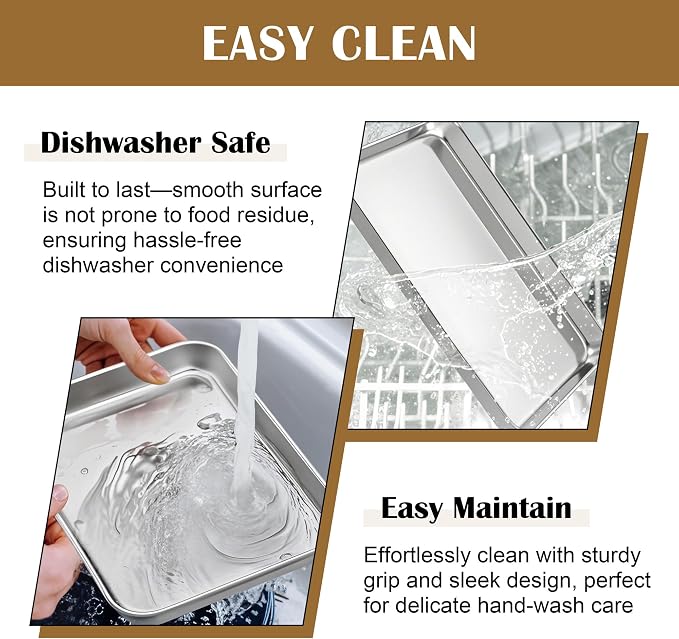E-far Quarter Baking Sheet with Wire Rack, Stainless Steel 2 Pans + 2 Racks | 12.4 x 9.7 Inch Cookie Sheets Pan & Cooling Rack for Baking Cookies Cake, Non Toxic & Heavy Duty, Oven & Dishwasher Safe