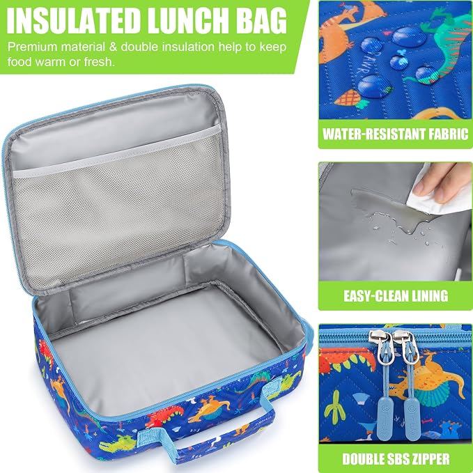 Fimibuke Kids Bento Lunch Box with Toddler Insulated Water Bottle Lunch Bag | Lunch Box Kids with 4 Compartments, Ice Pack & Utensils Set, Birthday Gifts for Ages 3-12 Back to School Toddler Girls Boys