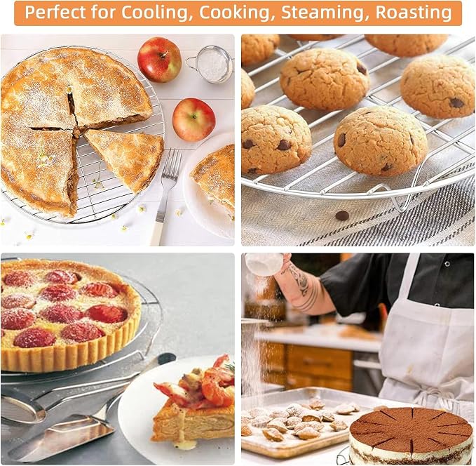 9 Inch Round Cooling Racks for Cooking and Baking 304 Stainless Steel Cooling Racks Baking and Cooling Steaming Rack w Stand Cookware for Air Fryer Pressure Cooker Canning