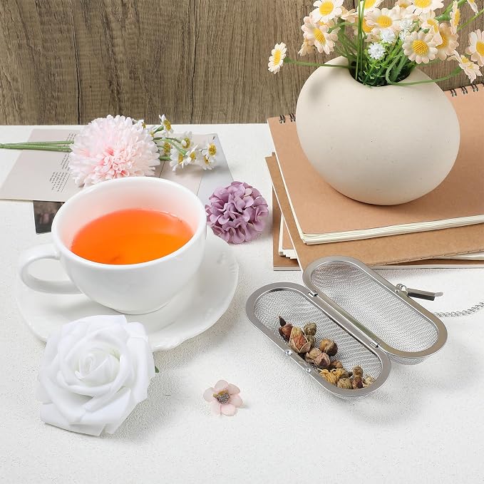 Tea Ball Infusers, 3 Pcs 4.25 x 1.75 Inch Stainless Steel Tea Infuser Floating Mesh Tea Strainer Ball Mulling Spice Ball Infuser Oval Reusable Tea Steeper Tea Filter for Kitchen Home Office