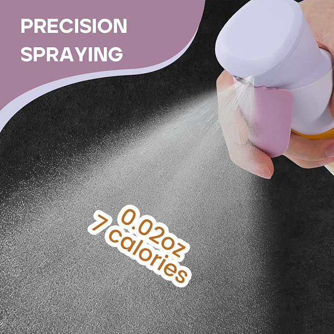 Oil Sprayer for Cooking, Upgraded 7.4oz Olive Oil Sprayer Mister, Large Olive Oil Spray Bottle for Air Fryer, Salads, BBQ & Kitchen, Professional Oil Sprayer with Even Mist (Purple)