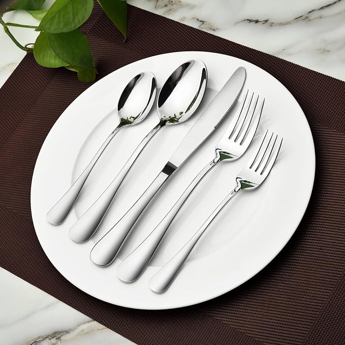 Silverware Set for 12,60 Piece Stainless Steel Flatware Utensil Cutlery Set | Heavy Duty Steak Knife Fork and Spoon, Dishwasher Safe, Gift Package for Wedding Housewarming