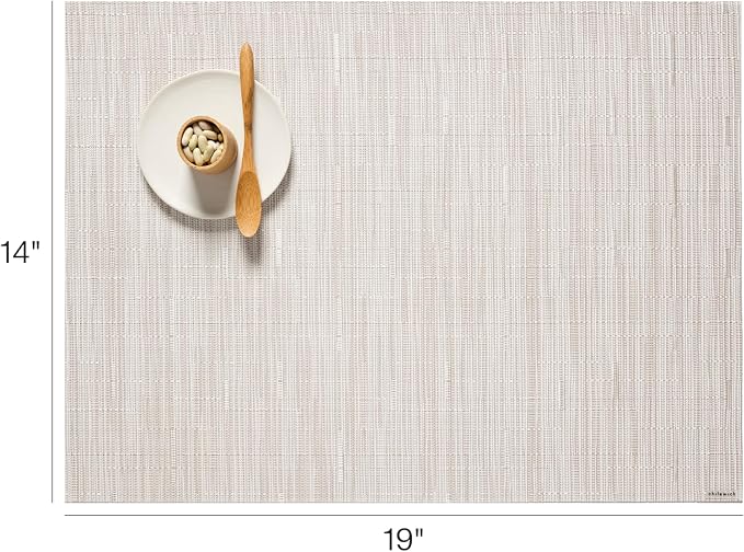 Chilewich Bamboo Placemats Set of 4, Woven Rectangle Placemats | Reusable, Stain-Resistant, Indoor/Outdoor Tabletop Protection, 19" x 14", Coconut