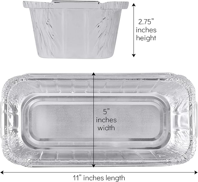 PLASTICPRO [3 Lb 25 Pack Disposable Loaf Pans Aluminum Tin Foil Meal Prep Bakeware - Cookware Perfect for Baking Cakes, Bread, Meatloaf, Lasagna 3 Pound 11'' X 5'' X 2.75''