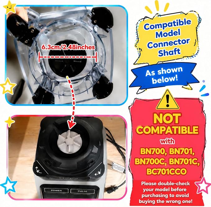 72oz Replacement Pitcher for Ninja BL610 BL710 CT610, BPA-Free Lid | 6-fin base. Dishwasher safe, BPA-free. Compatible with BL610 BL710WM CT610 series. For smoothies & sauces.