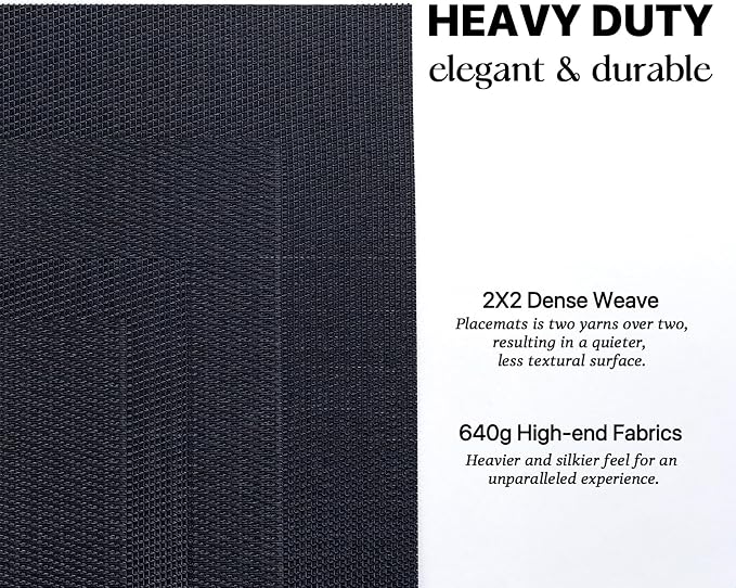 LEXMORE Placemats Set of 8 Vinyl/Plastic Woven Place Mats for Kitchen Table Indoor/Outdoor Washable Placemat Wipeable Dining Table Mats(Black Cube)