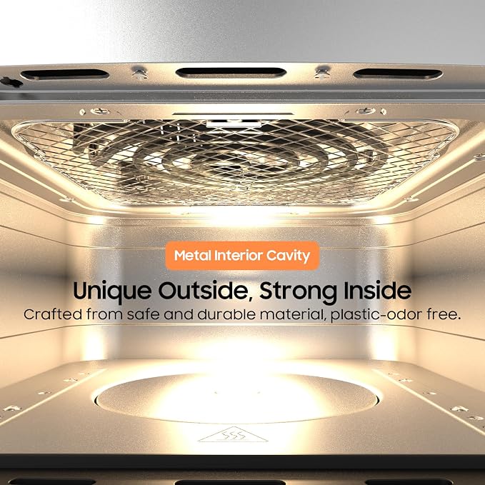 Iceagle Stainless Steel Air Fryer 9 Quart - Airfryer XXL with Large Viewing Window, Dual Heating Elements, 12-in-1 Function to Roast, Bake, Broil, Defrost, Reheat, Dishwasher-Safe Parts, 1700W, Siver