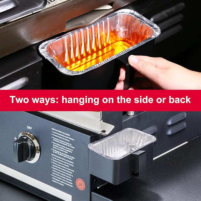 Uniflasy Grease Catcher Kit for Blackstone 17"-36" Griddles, 20 Liners | Includes coated steel grease cup, 3 hooks, grease slide and 20 disposable foil liners for easier cleanup