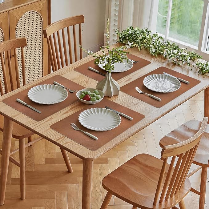 Vinyl Placemats Set of 6-12x17 Inch - Heat Resistant Washable Place Mats Waterproof Non-Slip Wipeable Table Mats for Dining Table Decor, Indoor/Outdoor Plastic Mat