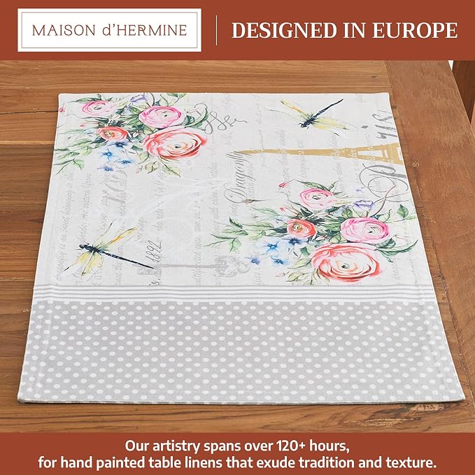 Maison d' Hermine Placemats Set of 2 Reusable 100% Cotton (13"x19") | Cloth Place Mats Washable Table Mats for Kitchen Dining Party Wedding Hotel Home Restaurant Spring Summer - Champ De Mars