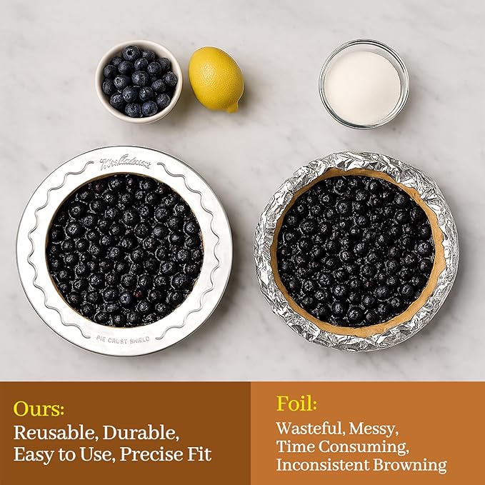 Mrs. Anderson's Baking Pie Crust Protector Shield, Fits 9.5-Inch And 10-Inch Pie Plates, Prevents Over-Browning And Spills
