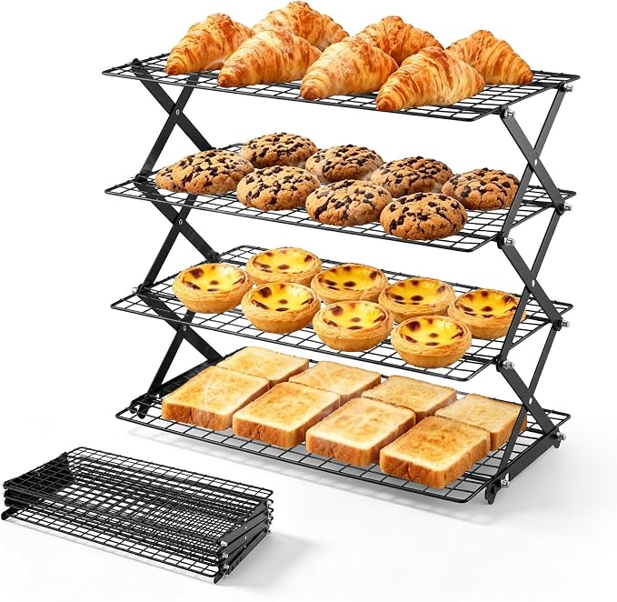 P&P CHEF 4 Tier Collapsible Cooling Rack,Black