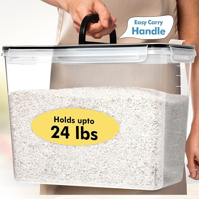 Shazo 2 PC (11L | 372 oz) Flour Sugar Storage Containers with Spout Lid & Easy Carry Handle - BPA Free Extra Large Airtight Food Storage Containers with Lids - Rice Canisters Sets for Kitchen & Pantry